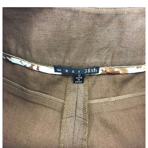 West 38th Size 10 Brown Metallic Linen Shorts - Picture 3 of 3